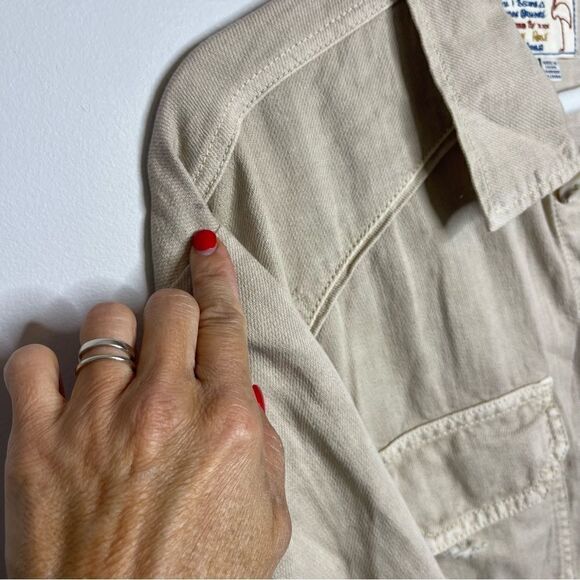 Sandrine Rose x Free People Distressed cotton Linen blend Coat jacket small flaw - Picture 8 of 10